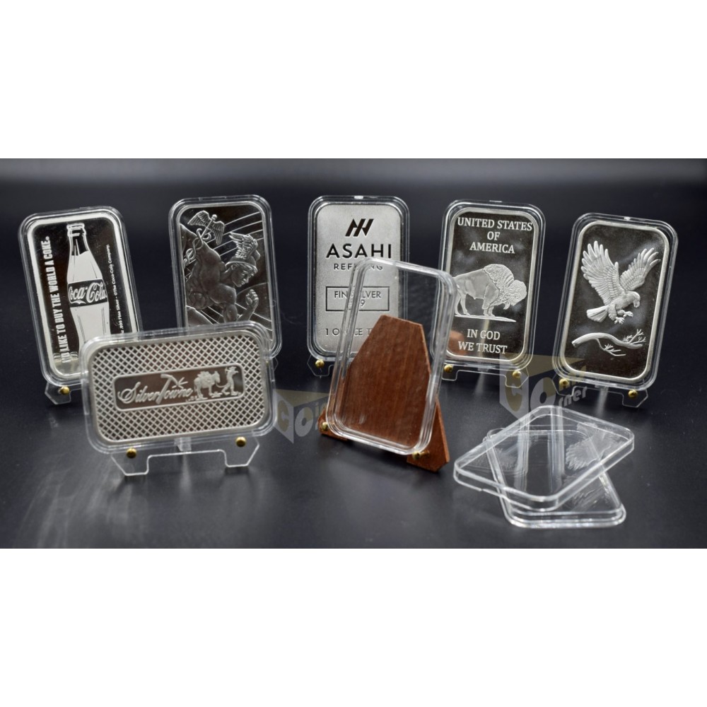 29 X 50 Rectangular Capsules for American and British 1 Oz Silver Bars - Pack of 10