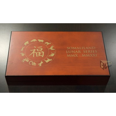 Somaliland Lunar  1 Oz Silver Presentation Case for 12 Coins in Capsules