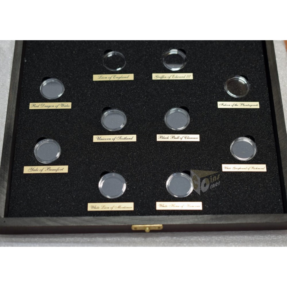 The Royal Tudor Beasts Presentation Case for 10 Gold Coins 1/4 Oz in capsules