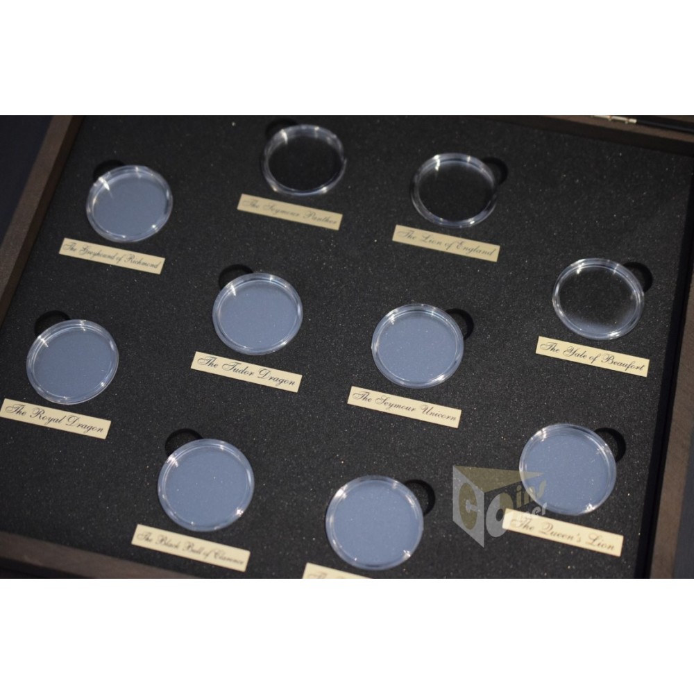 The Royal Tudor Beasts Presentation Case for 10 Gold Coins 1 Oz in capsules