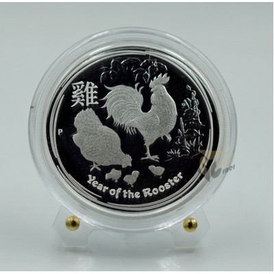 Australia  2017 The Year of the Rooster Perth Mint Lunnar II 1/2 Oz Proof Silver Coin