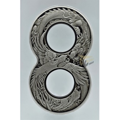 Australian 2020 Figure 8 Dragon and Phoenix 2 Oz Silver Antique Finish Coin