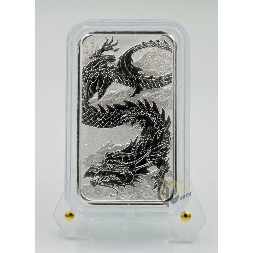 Gold Coin Rextangular Dragon Rectangular Coin Bar - 1 Oz- Australia 2023