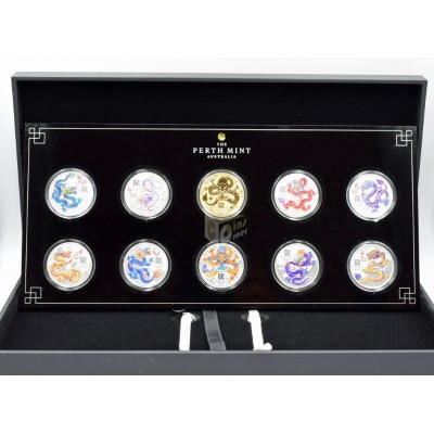 Australia 2024 The Year of the Dragon Lunar Series III 1/2 oz Silver 10 Coins Set