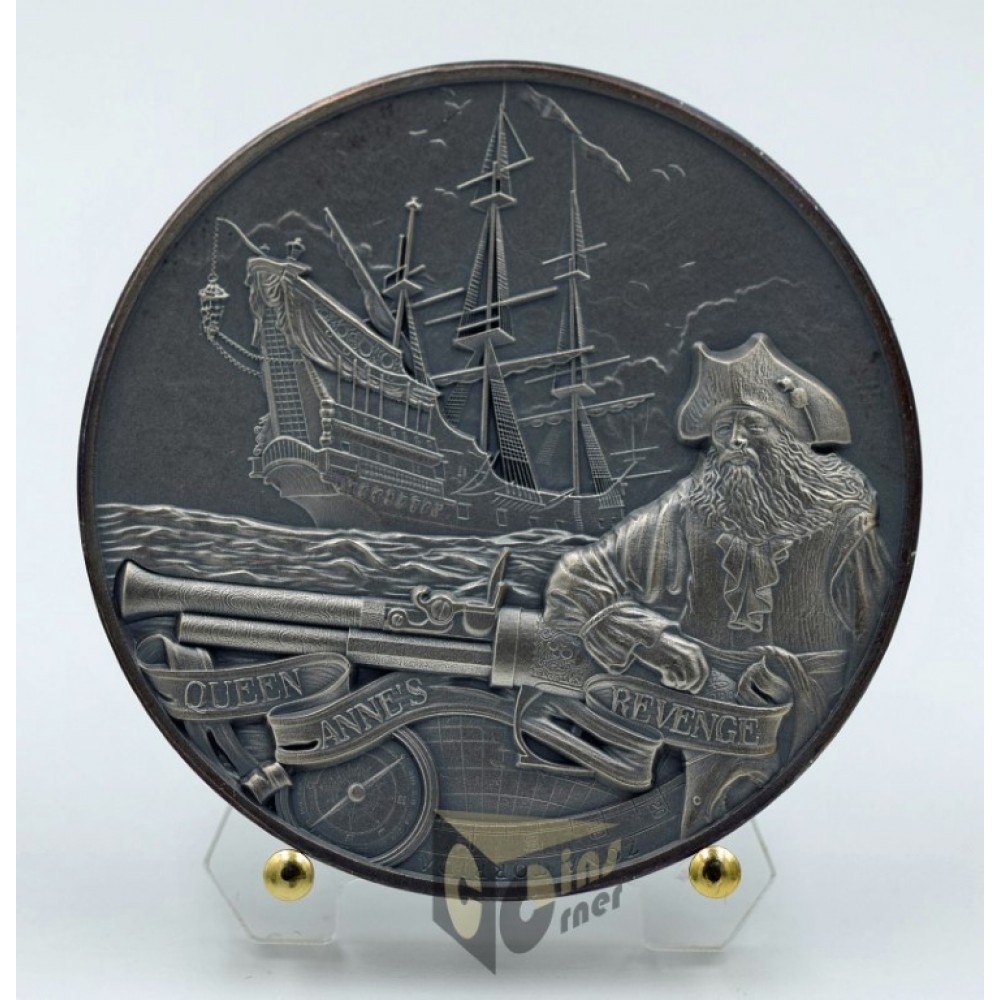  Barbados 2023 Queen Anne's Revenge Captains of Fortune Series 2 oz Antique Finish High Relief Silver Coin