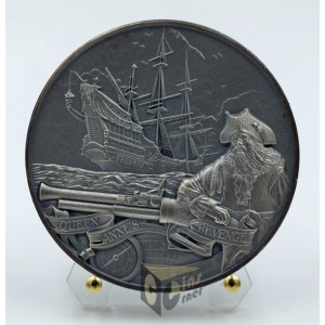  Barbados 2023 Queen Anne's Revenge Captains of Fortune Series 2 oz Antique Finish High Relief Silver Coin