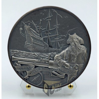  Barbados 2023 Queen Anne's Revenge Captains of Fortune Series 2 oz Antique Finish High Relief Silver Coin