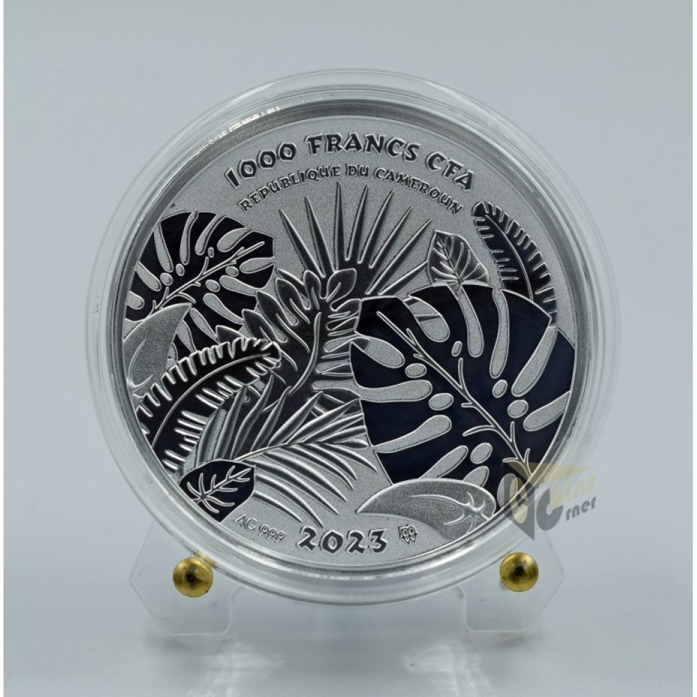 Cameroon 2023 Be Great Elephant 1 oz Silver Proof Coin with Crystal Insert