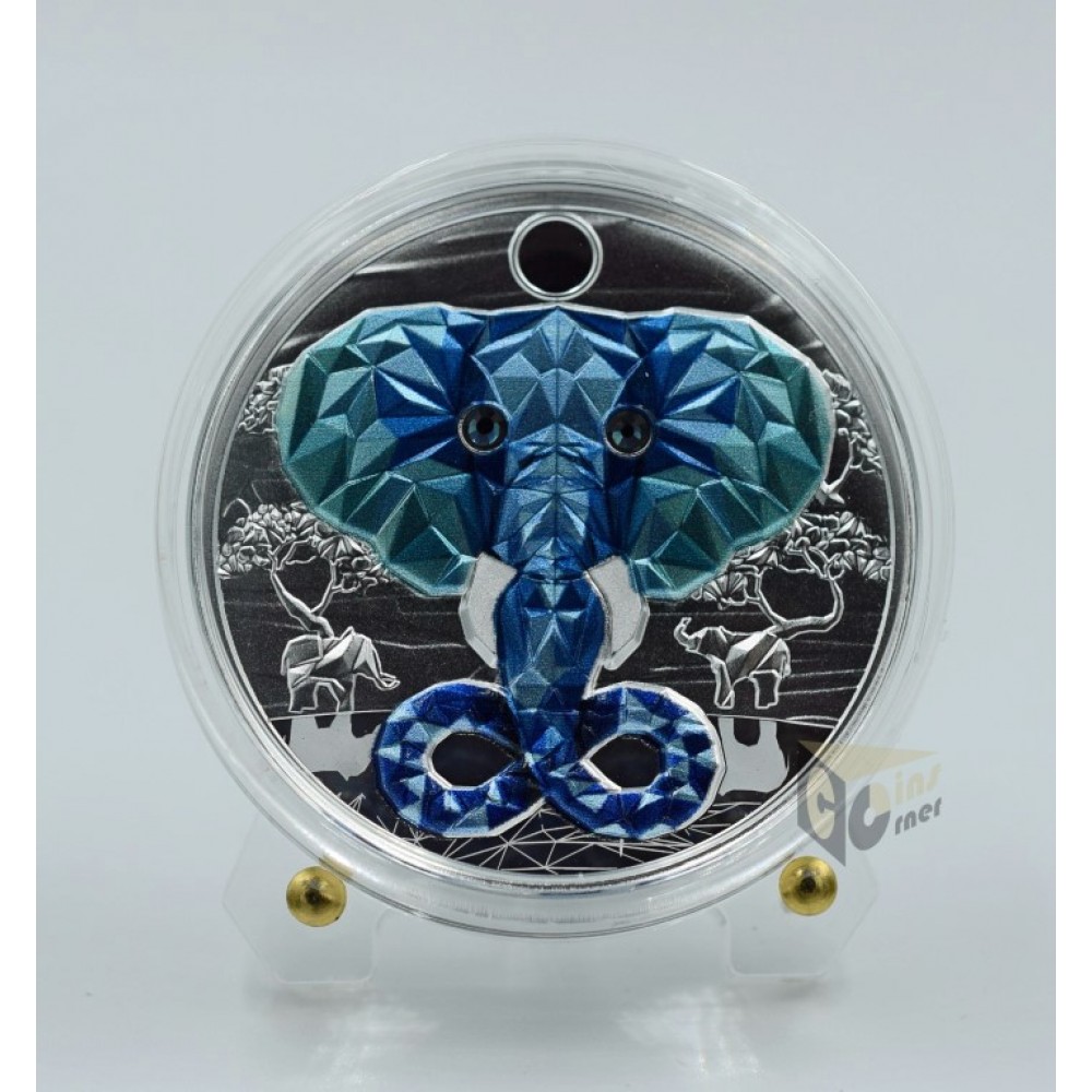 Cameroon 2023 Be Great Elephant 1 oz Silver Proof Coin with Crystal Insert