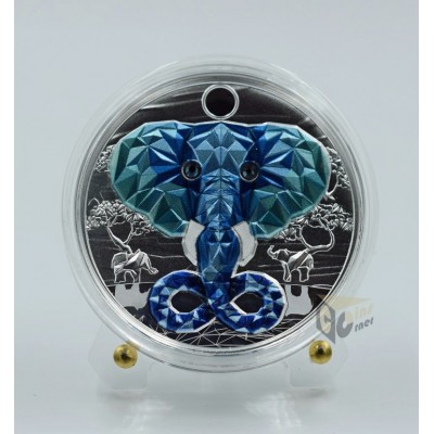 Cameroon 2023 Be Great Elephant 1 oz Silver Proof Coin with Crystal Insert