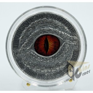 Cameroon 2023 Flaming Wyvern Dragonology Series 2 Oz Silver High Relief Colorized Coin 