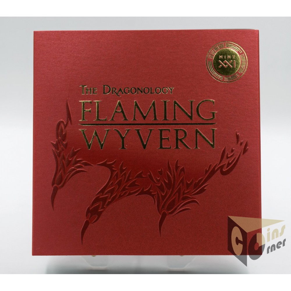 Cameroon 2023 Flaming Wyvern Dragonology Series 2 Oz Silver High Relief Colorized Coin 