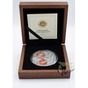 Cameroon 2023 Flaming Wyvern Dragonology Series 2 Oz Silver High Relief Colorized Coin 