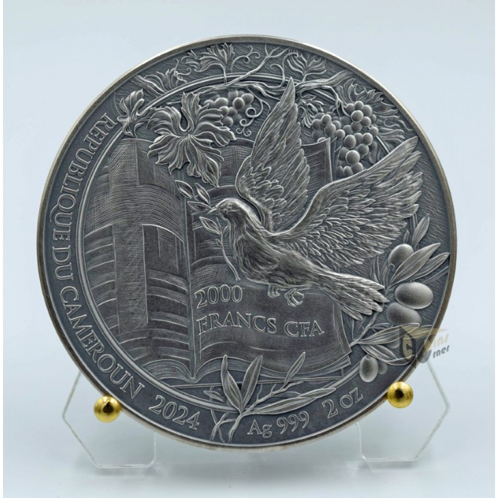  Cameroon 2024 Nativity Bible Stories Series 2 oz Antique finish Silver Coin