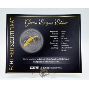 Eastern Caribbean Anguilla 2023 Gecko Golden Enigma Collection 1 Oz Silver Coin