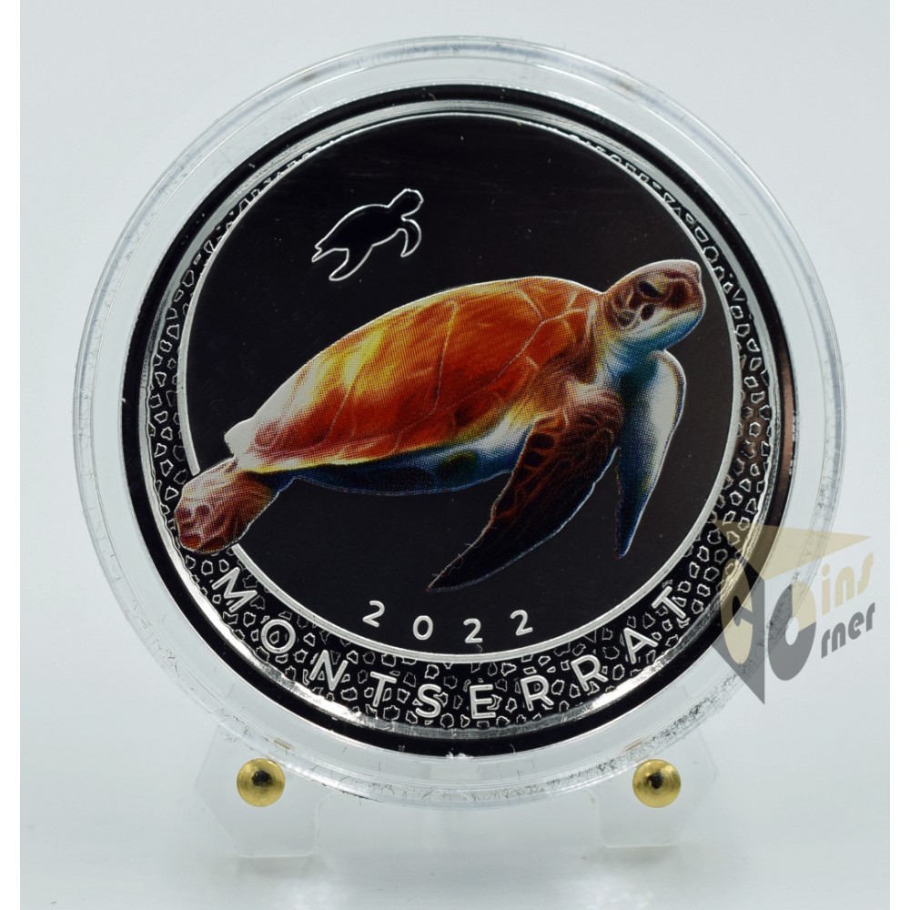 EC8 Montserrat Sea Turtle 1 Oz - Proof (Colored) - 2022 E.Caribbean