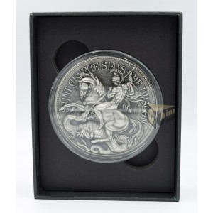 Chad 2021 St. George Slays The Dragon  2 Oz Silver and 11.5 Oz core Copper Ultra High Relief Antique Finish Coin