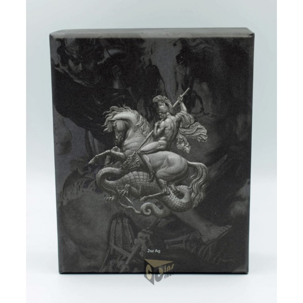 Chad 2021 St. George Slays The Dragon  2 Oz Silver and 11.5 Oz core Copper Ultra High Relief Antique Finish Coin