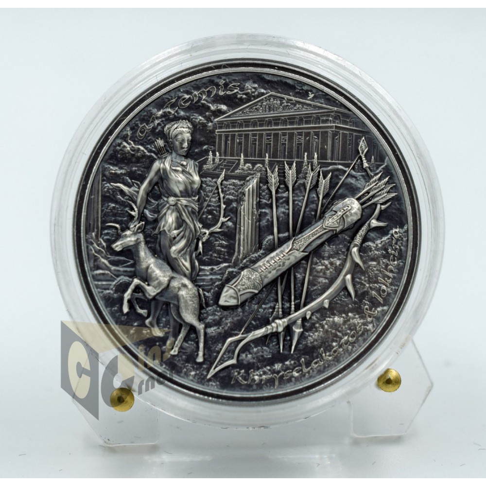 Artemis Bow and Arrow - 2 Oz Piedfort - 2020 Cook Islands 