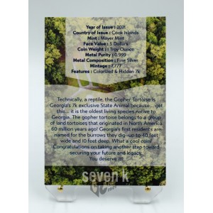 Cook Islands 2021 Georgia Gopher Tortoise American State Animals 1 Oz NGC MS70 