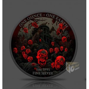 Fiji 2022 Earth The Time of The Zombies 1 Oz Colorized UV Silver Coin 