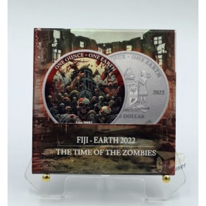 Fiji 2022 Earth The Time of The Zombies 1 Oz Colorized UV Silver Coin 