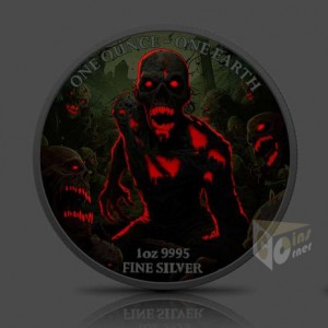 Fiji 2022 Earth Zombies 1 Oz Colorized UV Silver Coin 
