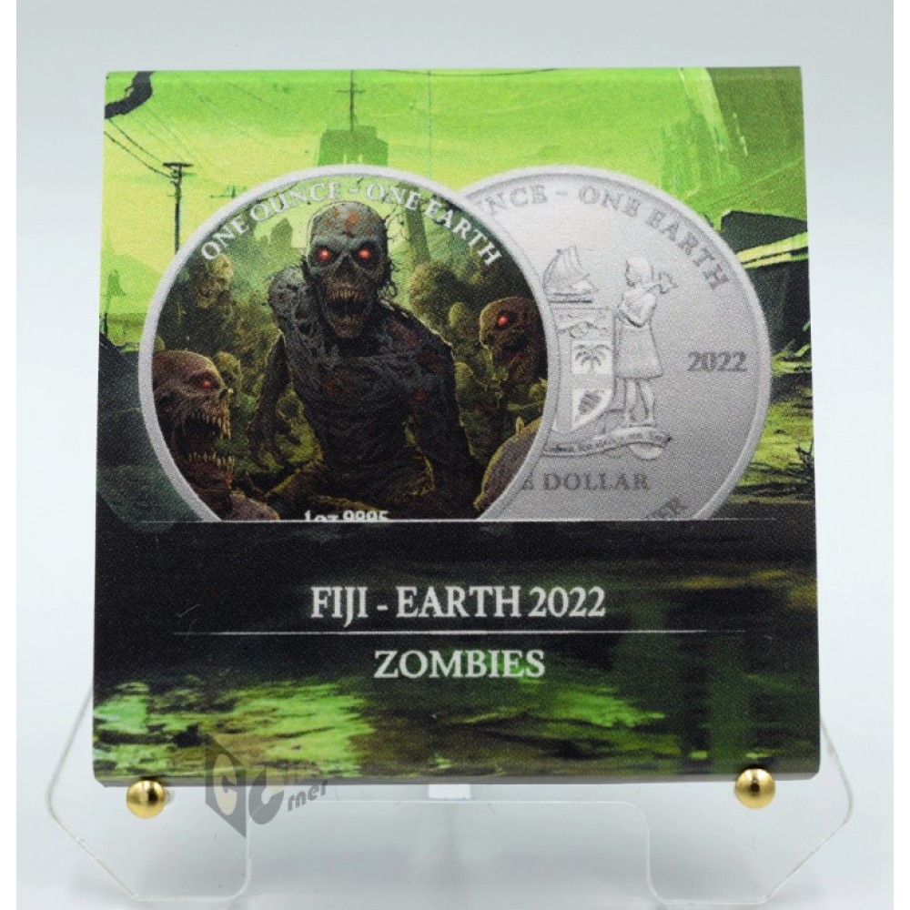 Fiji 2022 Earth Zombies 1 Oz Colorized UV Silver Coin 