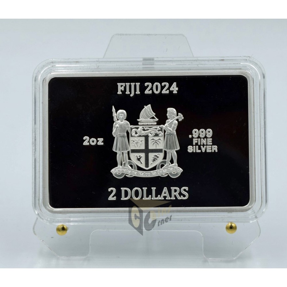 Fiji 2024 Mona Lisa x Van Gogh 2 oz Silver Prooflike Colorized Coin Bar