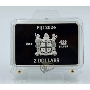 Fiji 2024 Mona Lisa x Van Gogh 2 oz Silver Prooflike Colorized Coin Bar