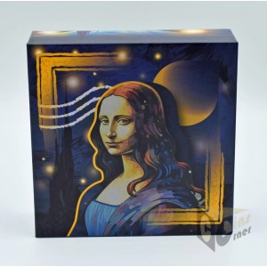 Fiji 2024 Mona Lisa x Van Gogh 2 oz Silver Prooflike Colorized Coin Bar