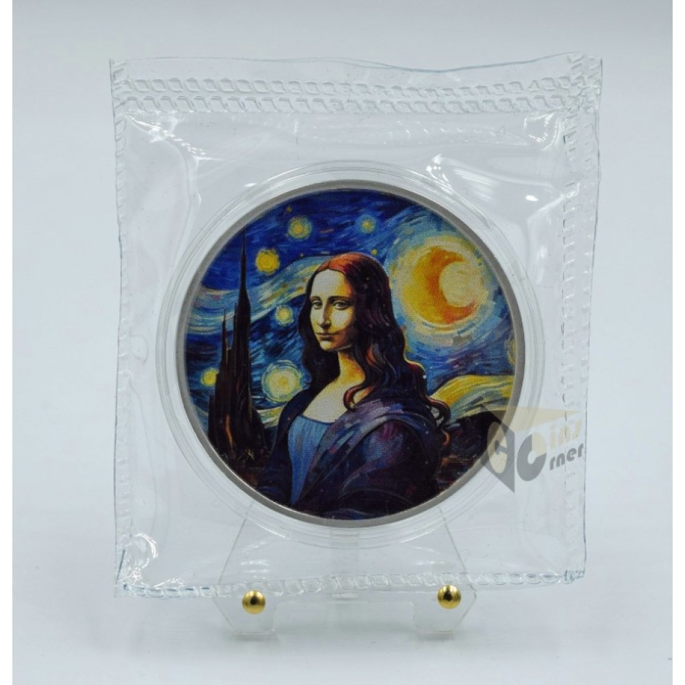 Fiji 2024 Mona Lisa x Van Gogh 1 oz Silver Prooflike Colorized Coin