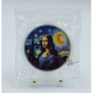 Fiji 2024 Mona Lisa x Van Gogh 1 oz Silver Prooflike Colorized Coin