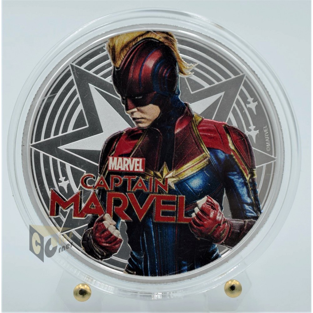 Captain Marvel 1 Oz Proof - Colorized- 2019 Fiji