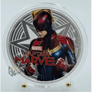 Captain Marvel 1 Oz Proof - Colorized- 2019 Fiji