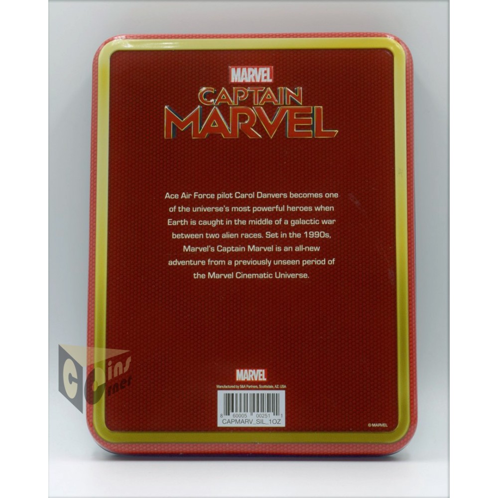 Captain Marvel 1 Oz Proof - Colorized- 2019 Fiji