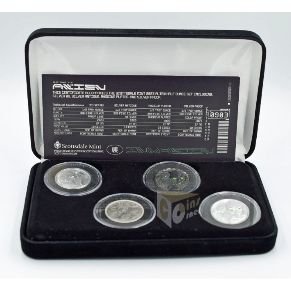 Ghana 2023 Alien Half Ounce Silver 4 Coin Set