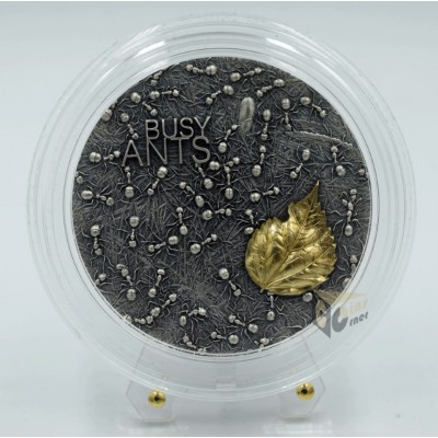 Ghana 2022 Busy Ants Nature Architects Series 2 Oz Antiqued High Relief Silver Coin