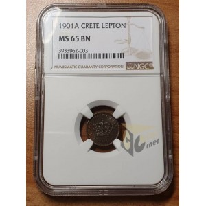 Greece - Crete 1901-A  Lepton NGC MS65 BN 