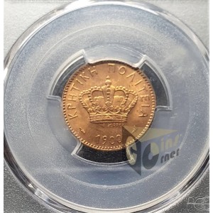 Greece - Crete 1900-1 2 Lepta PCGS MS65 RD
