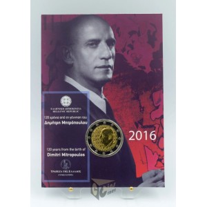 Greece 2016 120 Years From the Birth of Dimitri Mitropoulos 2Euro Coin Card