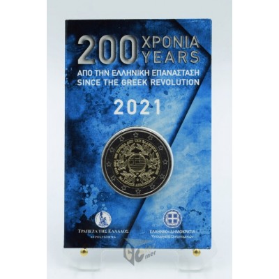 Greece 2021 200 Years Since the Greek Revolution in 1821 2 Euro Coin Card