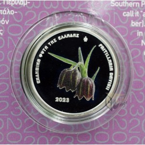 Greece 2023 Fritillaria Davisii 5 euro Proof Like Colorized Silver Coin
