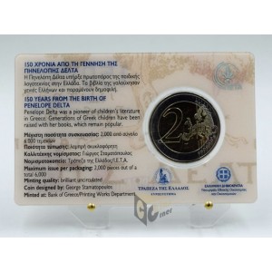 Greece 2024 150 Years from the Birth of Penelope Delta 2 Euro Coin Card Set