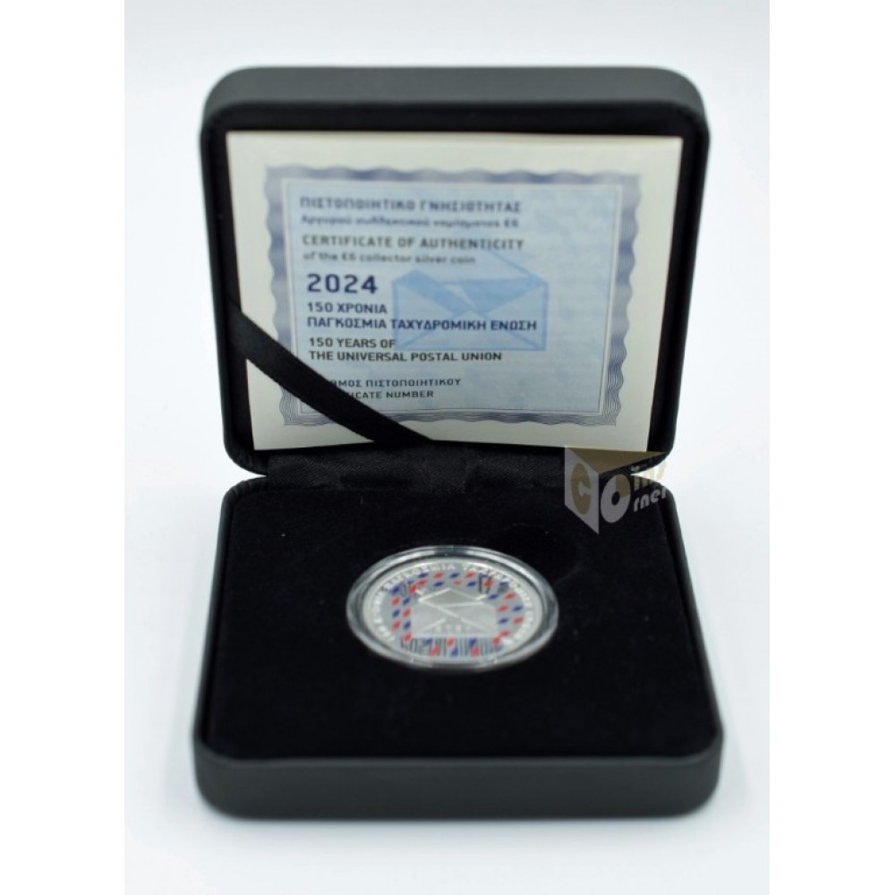 Greece 2024 150 Years of the Universal Postal Union 6 Euro Proof Colorized Silver Coin