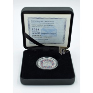 Greece 2024 150 Years of the Universal Postal Union 6 Euro Proof Colorized Silver Coin