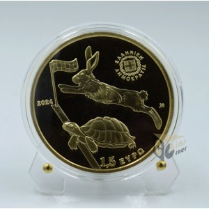 Greece 2024 The Hare and the Tortoise 1.5 euro Proof Colorized Coin