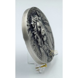 Ivory Coast 2023 Predators Lion 3 oz Ultra High Relief Antique finish Silver Coin