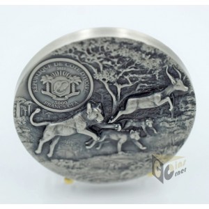 Ivory Coast 2023 Predators Lion 3 oz Ultra High Relief Antique finish Silver Coin
