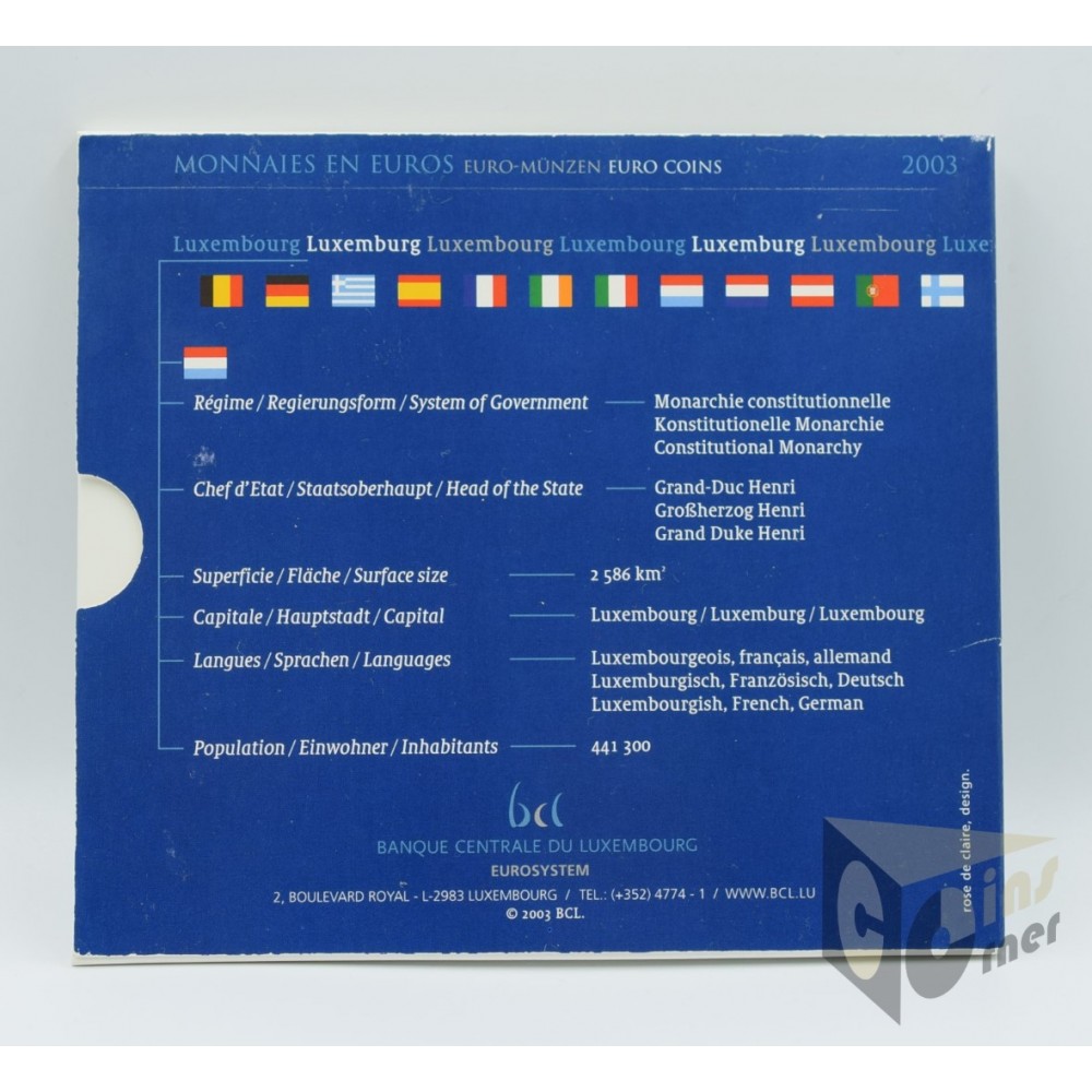 Luxembourg 2003 - FDC Euro Set 100 years Adolphe Bridge - Pont Adolphe